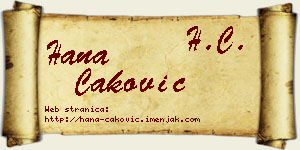 Hana Caković vizit kartica